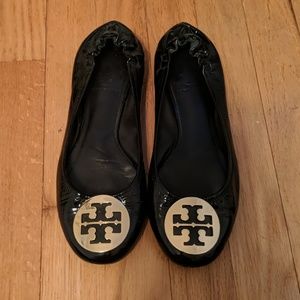 Tory burch black patent leather ballet flats, s 7